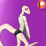  1:1 albino anthro arm_markings back_markings biped black_clothing black_panties black_underwear clothed clothing clothing_pull colubrid corn_snake cornelia_(glacierclear) covering covering_crotch covering_self facial_markings female head_markings how-about lampropeltini leg_markings long_neck looking_at_viewer markings orange_sclera panties pink_body pink_eyes pink_scales pink_stripes plastic plastic_clothing pulling_shirt_down rat_snake red_eyes reptile reptile_tail scales scalie shirt shirt_pull shy simple_background slim smile snake solo stripes tail_markings tan_body tan_sclera topwear topwear_pull translucent translucent_clothing translucent_topwear underwear 
