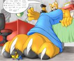  2014 4_toes anthro claws dialogue duo english_text feet foot_fetish foot_focus fox_mccloud low-angle_view male male/male micro nintendo pawpads size_difference sparky_the_chu speech_bubble star_fox text toe_claws toes video_games 