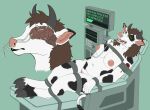  anthro bdsm bondage bound bovid bovine brain brainwashing cattle devilenby female hi_res intelligence_loss machine mammal medical_instrument mind_control nasal_penetration organs progress_bar scientific_instrument screen solo spiral_eyes strapped_down 