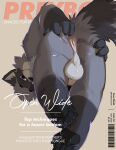  2021 absurd_res anthro anus backsack balls butt cover english_text fur genitals grey_body grey_fur hi_res humanoid_genitalia humanoid_hands humanoid_penis magazine_cover male mammal penis procyonid raccoon shockstk solo text 