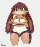  anthro blue_eyes blush bodily_fluids bottomwear brown_hair butt_from_the_front camel_toe cheek_tuft clothed clothing digital_media_(artwork) facial_tuft female fluffy_cheeks front_view fully_clothed fur glistening glistening_body hair hand_on_hip hi_res lagomorph lepi leporid looking_at_viewer lop_(star_wars_visions) low-angle_view mammal neck_tuft nipple_outline psakorn_tnoi rabbit shaded shorts solo star_wars star_wars_visions sweat tan_body tan_fur tuft wide_hips 