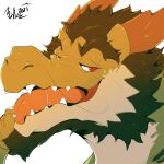  1:1 absurd_res anthro bristles dragon hair hi_res looking_at_viewer male male/male red_eyes simple_background solo teeth tongue white_background 