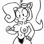  1:1 5_fingers activision animated anthro breasts clothing coco_bandicoot crash_bandicoot_(series) eyewear eyewear_on_head female fingers goggles goggles_on_head hair mammal marsupial monochrome panties pasties playing_with_self short_playtime solo underwear video_games yopy 