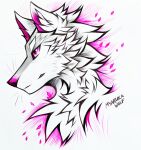  2021 ambiguous_gender canid canine canis feral fur grey_body grey_fur hi_res mammal myarukawolf solo traditional_media_(artwork) white_body white_fur wolf 