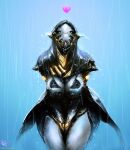  &lt;3 awrrrq bent_over big_breasts breast_squish breasts cleavage clothed clothing female hands_between_legs humanoid machine not_furry raining robot solo squish thick_thighs video_games warframe wide_hips wisp_(warframe) 