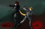  anthro assault_rifle bandanna body_gear bodysuit canid canine clothed clothing dante_velzmor_(rockonvelzmor) duo equid equine famas fox gun horse humanoid kerchief konami male mammal melee_weapon metal_gear ranged_weapon rifle rockonvelzmor skinsuit suit sword tight_clothing video_games weapon 