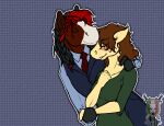  anthro clothed clothing dante_velzmor_(rockonvelzmor) duo embrace equid equine eyes_closed female hand_holding horse hug humanoid kissing male mammal minerva_(pammely_sourimoor) rockonvelzmor romantic romantic_couple 