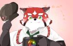  16:10 2021 ailurid anthro biped black_nose blush camera clothing cute_fangs fur hat headgear headwear hi_res kemono lifewonders mammal necktie red_body red_fur red_panda shirt simple_background slightly_chubby solo tokyo_afterschool_summoners topwear video_games white_body white_fur widescreen z2siayrq3htbmsw zhurong_(tas) 