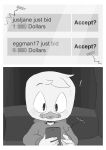  absurd_res anatid anseriform avian bird comic disney duck ducktales ducktales_(2017) english_text furniture hi_res living_room louie_duck male monochrome sofa text therita3k 