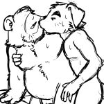  1:1 2021 animal_crossing anthro belly blush bodily_fluids canid canine canis domestic_dog duo eyes_closed genitals humanoid_hands k.k._slider kemono kissing male male/male mammal monochrome moob_grab moobs mujina_uranoya nintendo overweight overweight_male penis raccoon_dog simple_background sweat tanuki tom_nook_(animal_crossing) video_games white_background 