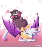  anthro big_butt breasts butt chao_(sonic) chiropteran clothing duo eyelashes female fur hi_res jack-o&#039;_pose mammal okasaira pose rouge_the_bat sega signature simple_background sonic_the_hedgehog_(series) tight_clothing white_body white_fur wings 