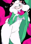  &lt;3 anthro blush bovid caprine clothed clothing clothing_lift deltarune eyewear featureless_crotch fluffy fur girly glasses hi_res looking_at_viewer male mammal one_eye_closed ralsei scarf shirt shirt_lift simple_background smile solo topwear underchikichan undertale_(series) video_games white_body white_fur 