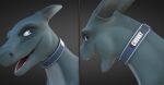  2021 3d_(artwork) chonky_(tasuric) collar digital_media_(artwork) dragon feral gradient_background grey_background hi_res horn male multiple_angles open_mouth scalie simple_background solo tasuric 