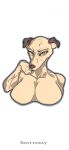  9:19.5 anthro big_breasts breasts canid canine canis domestic_dog female floppy_ears fur hi_res laika(rentressy) looking_at_viewer mammal pupils rentressy simple_background slit_pupils solo tan_body tan_eyes tan_fur white_background 