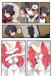  anthro bed big_breasts big_butt blush braixen bray_(lucyfercomic) breasts butt clothing comic cute_fangs dialogue duo english_text eyes_closed female furniture genitals hair hair_over_eyes hi_res human inner_ear_fluff lucyfercomic male mammal nintendo nipples nude patreon patreon_logo pok&eacute;mon pok&eacute;mon_(species) pok&eacute;mon_trainer pussy showering silhouette speech_bubble steam text tuft video_games water 