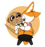  aggressive_retsuko antelope anthro big_butt blush bodily_fluids bottomwear bovid butt butt_grab chief_komiya clothed clothing clothing_pull duo female female_on_top gazelle hand_on_butt herpestid huge_butt male male/female mammal meerkat on_top open_mouth panties partially_clothed sanrio simple_background skirt skirt_down sweat sweatdrop thick_thighs thong tsunoda underwear vono 