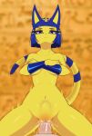  2021 abdominal_bulge absurd_res animal_crossing ankha_(animal_crossing) ankha_zone anthro anthro_focus anthro_penetrated black_nose blue_body blue_eyes blue_fur blue_hair bodily_fluids breasts clitoris covering covering_breasts crossed_arms domestic_cat duo egyptian erection eyelashes felid feline felis female female_focus female_on_top female_penetrated fingers first_person_view fur genital_fluids genitals hair headdress headdress_only headgear headgear_only hi_res human human_on_anthro human_penetrating human_penetrating_anthro interspecies looking_at_viewer male male/female male_on_bottom male_penetrating male_penetrating_female mammal markings motion_lines navel nintendo nude on_bottom on_top penetration penile penile_penetration penis penis_in_pussy pussy pussy_juice pussy_juice_on_penis raised_tail sex solo_focus striped_markings striped_tail stripes tail_markings taleriko uraeus vaginal vaginal_penetration vein veiny_penis video_games yellow_body yellow_fur 