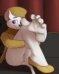  2021 4:5 5_toes anthro clothing disney don_bluth eyebrows feet female foot_focus footwear genitals hi_res humanoid_feet looking_at_viewer mammal miss_bianca_(the_rescuers) mouse murid murine orgunis pussy rodent smile soles solo spread_toes the_rescuers_(disney) toes 