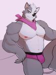  2021 abs anthro big_muscles bulge canid canine canis clothing countershade_torso countershading eye_patch eyebrows eyewear fur grey_background grey_body grey_fur hair hi_res jrjresq looking_at_viewer male mammal multicolored_body multicolored_fur muscular muscular_anthro muscular_male navel neckerchief nintendo nipples pecs simple_background sitting solo star_fox thick_thighs tuft two_tone_body two_tone_fur underwear video_games wolf wolf_o&#039;donnell 