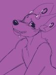  3:4 anthro blush bodily_fluids drool_(lavenderteeeth) drooling ear_piercing fur fuzzy glistening glistening_eyes glistening_horn glistening_nose guide_lines horn lavenderteeeth looking_at_viewer piercing saliva showing_teeth sketch small_horn solo sparkling_eyes 
