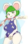  animal_crossing anthro big_breasts breasts bree_(animal_crossing) clothed clothing english_text female floral_print gikowinko looking_at_viewer mammal mouse murid murine nintendo panties panty_shot pattern_clothing pattern_underwear rodent smile solo text underwear video_games 