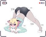  anthro ass_up big_butt blush bottomwear butt clothed clothing digital_media_(artwork) fully_clothed grey_body hi_res jack-o&#039;_pose japanese_text male pose shalti8352 shorts simple_background solo text white_background 