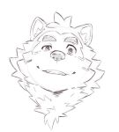  anthro canid canine canis cute_fangs domestic_dog eyebrows fluffy grin headshot_portrait heylaw21 lifewonders live-a-hero male mammal mokdai neck_tuft portrait smile smug solo thick_eyebrows tuft video_games 