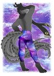  9tails bottomwear butt clothed clothing doodlelu1992 galaxy grey_body hi_res horn multi_tail pants scarf solo tails_(disambiguation) topless xyluc 