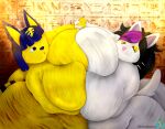  2021 absurd_res animal_crossing ankha_(animal_crossing) anthro baconbasket big_breasts black_hair blue_hair breast_play breast_squish breasts breasts_frottage butt catti_(deltarune) deltarune detailed digital_drawing_(artwork) digital_media_(artwork) digital_painting_(artwork) domestic_cat duo egyptian felid feline felis female frottage fur hair hi_res light lighting mammal nintendo nude overweight overweight_anthro overweight_female sex shaded signature smaller_version_at_source soft_shading squish thick_thighs titfight undertale_(series) video_games watermark white_body white_fur yellow_body 