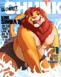  2021 absurd_res anthro belly bulge clothing cover cover_art disney english_text felid fur hi_res kamudragon lion looking_at_viewer magazine magazine_cover male mammal mane moobs narrowed_eyes nipples number open_mouth open_smile overweight overweight_anthro overweight_male pantherine partially_submerged patreon simba smile solo splash swimming_trunks swimwear text the_lion_king thick_thighs tongue tongue_out tuft url water wet wet_body wet_fur 