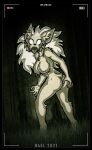  absurd_res anthro big_breasts big_butt black_border border breasts butt cryptid demon female feral forest grass hael hair hi_res insane long_hair mane monster night nightmare_fuel pale_fur plant possession sharp_teeth short_tail solo spirit tall_grass teeth tree unknown_species 