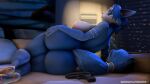  16:9 2020 3d_(artwork) anthro areola artist_name bed bedroom big_breasts big_butt blaster blue_body blue_fur blue_hair breasts butt canid canine curvy_figure darkflash23 dc-17 detailed_background digital_media_(artwork) feet female fingers fox fur furniture gun hair hand_on_hip hi_res hourglass_figure huge_butt inside krystal looking_at_viewer looking_back lying mammal multicolored_body multicolored_fur nintendo nipples nude on_side ranged_weapon rear_view solo source_filmmaker space star_fox star_wars teal_eyes teeth thick_thighs toes video_games voluptuous weapon white_body white_fur wide_hips widescreen 