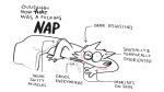  anthro bed bedding blanket bodily_fluids canid canine canis drooling english_text female floppy_ears furniture humor mammal one_eye_half-closed profanity saliva solo text twistcmyk waking_up wolf 