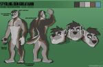  2021 5_fingers abs anthro back_muscles biceps blue_eyes brown_body brown_fur brown_hair butt canid canine canis color_swatch crotch_tuft disembodied_head english_text fingers flexing fur grey_body grey_fur gulonine hair hybrid looking_at_viewer male mammal mcnubbies model_sheet muscular muscular_anthro muscular_male mustelid musteline nipples pawpads paws pecs pose quads smile solo styrling teeth text tuft wolf wolverine 
