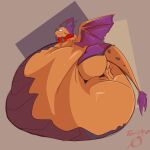  1:1 absurd_res activision anthro belly big_belly clothing dragon hair hi_res hyper hyper_belly male obese obese_anthro obese_male orange_body overweight overweight_anthro overweight_male purple_clothing purple_hair purple_underwear rescued_dragons_(spyro) scalie solo spyro_reignited_trilogy spyro_the_dragon terito titan_(spyro) underwear video_games wings 