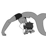  1:1 anthro big_tail black_hair bottomwear censor_bar censored censored_face clothing crop_top demon fish girly grey_body grey_tongue hair hi_res horn humor icyflames jack-o&#039;_pose long_tongue male marine markings matt_(icyflames) meme monochrome pose shark shark_tail shirt shorts solo tongue topwear 