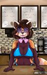  10:16 ailurid anthro beverage big_breasts bikini breasts clothing coffee female hi_res i_mean_breast_milk mammal meme milk red_panda solo starbucks swimwear tsuki_chan zhibita 