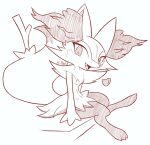  &lt;3 anthro braixen breasts fangs featureless_breasts female monochrome nintendo open_mouth pok&eacute;mon pok&eacute;mon_(species) sitting solo stick video_games x-red 