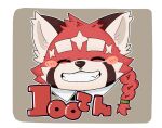  2021 ailurid anthro blush eyes_closed fur hi_res kemono lifewonders male mammal portrait red_body red_fur red_panda shibuya_2810 simple_background solo teeth text tokyo_afterschool_summoners video_games white_body white_fur zhurong_(tas) 