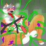  1:1 ahegao anal anal_penetration anthro blush brown_body canid canine canis detailed_background domestic_dog forced fox genitals green_tentacles harness hi_res husky looking_pleasured male male/male mammal multicolored_body multiple_insertions multiple_penetration muscular muscular_male nipples nordic_sled_dog oral penetration penis penis_tentacles pink_stripes purple_stripes quadruple_oral rape shocked solo spitz spread_legs spreading stripes submissive submissive_male tentacle_rape tentacle_sex tentacles tongue tongue_out triple_anal triple_penetration unknown_artist urethral urethral_penetration 