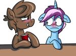  alpha_channel blue_body blush chocolate_pony duo earth_pony equid equine feral food food_creature green_eyes gyro_tech hasbro hooves horn horse male mammal mane my_little_pony pony purple_body quadruped solo_cup southparktaoist unicorn 