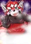  2021 ailurid anthro belly black_body black_fur black_nose blush cute_fangs fur humanoid_hands kemono lifewonders low_res male mammal moobs nipples overweight overweight_male red_body red_fur red_panda solo steam teto0530s tokyo_afterschool_summoners video_games zhurong_(tas) 