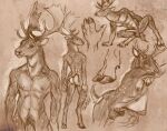  2021 anthro antlers capreoline caribou_(artist) cervid fingers hooves horn male mammal moose nude smile 