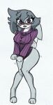  anonymous_artist anthro blush bottomless clothed clothing covering covering_self disney female hi_res lagomorph leporid mammal pace-maker purple_eyes rabbit solo sweater topwear violet_hopps zootopia 