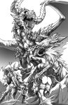  2009 ambiguous_gender chaos-draco claws female hi_res horn human mammal membrane_(anatomy) membranous_wings monochrome open_mouth scales teeth tongue traditional_media_(artwork) wings 