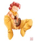  absurd_res blush clothing erection genitals hi_res humanoid male nintendo penis pok&eacute;mon pok&eacute;mon_(species) scrafty simple_background smile solo video_games zanru 