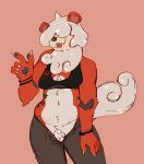  2021 absurd_res anthro anthrofied blep bottomwear breasts canid clothed clothing crop_top crotch_tuft currentlytr_ash ear_piercing female fur grey_hair grey_tail hair hair_over_eyes hi_res hisuian_growlithe mammal nintendo open_bottomwear open_clothing open_pants orange_body orange_fur pants piercing pok&eacute;mon pok&eacute;mon_(species) pokemon_legends_arceus portrait regional_form_(pok&eacute;mon) shirt solo standing three-quarter_portrait tongue tongue_out tongue_piercing topwear tuft video_games 