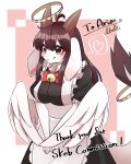  &lt;3 2021 4:5 5_fingers absurd_res anthro bell big_breasts blush breasts brown_eyes brown_hair clothing dragon english_text female fingers fur furred_dragon hair hi_res horn hybrid kemono long_ears long_hair maid_uniform nachiwanko red_ribbon simple_background smile snout solo standing text text_with_heart uniform white_body white_fur 