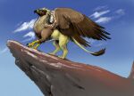  absurd_res avian beak bird_feet brown_body feathered_wings feathers female feral fur gryphon gyrotech hi_res mythological_avian mythology paws serilde solo spread_wings talons windfalcon wings yellow_body 