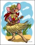  anthro beauty_mark dutch_(artist) female grass_skirt hi_res lei lute mammal mouse murid murine musical_instrument plucked_string_instrument rodent solo string_instrument ukulele 
